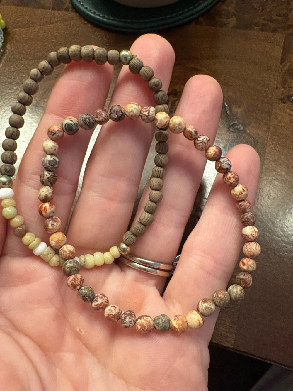 Natural Beaded Stretch Bracelet Set - Earth Tones